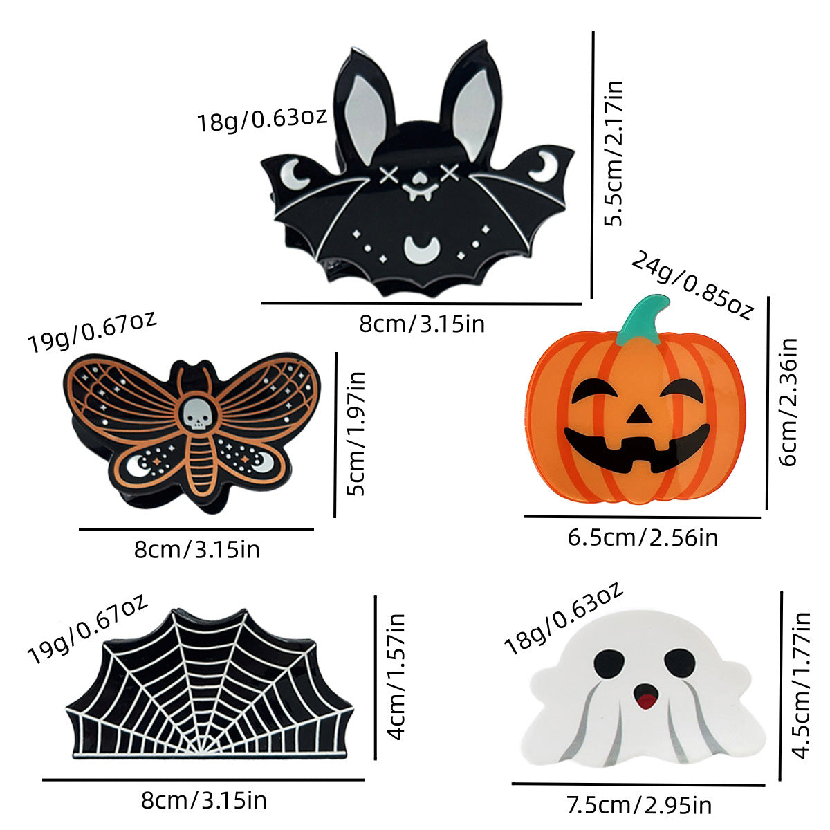 Wholesale  Funny Pumpkin Clip Butterfly Skull Hairpin